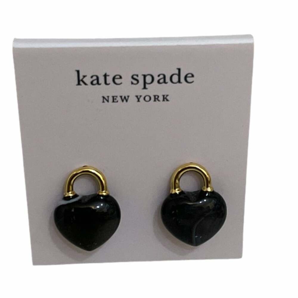 Kate Spade open heart stone lock studs